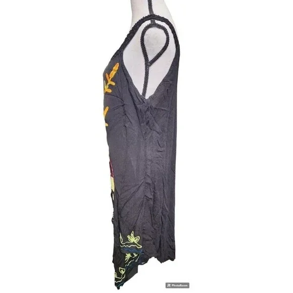Exist Black Embroidered Boho Dress One Size Flowy Hippie - Picture 6 of 8